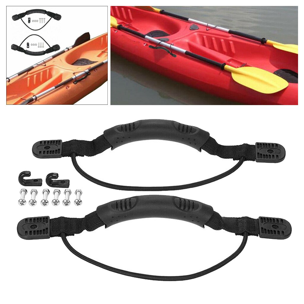 2 Replacement Rubber Kayak Carry Handle Hardware with Bungee Cord for Canoe Boat