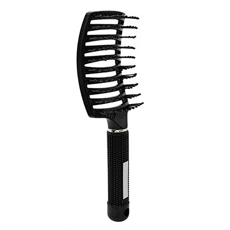 1Pcs Nylon Hair Brush Scalp Massage Comb Wet Curly Hair Care Bristle Anti-static Hairdressing Nylon Comb Wide Tooth Curved Comb: black