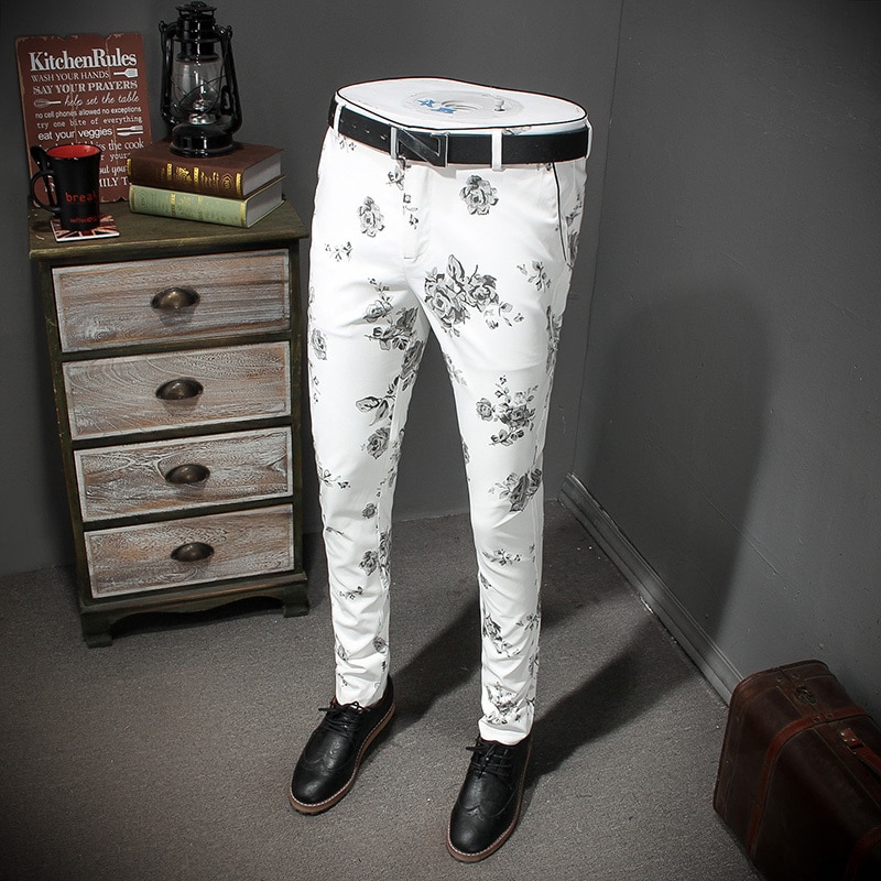Blomklänning affärskostym byxor män & #39 ;s flroal pantalon de travail pour homme män klassiska byxor byxor
