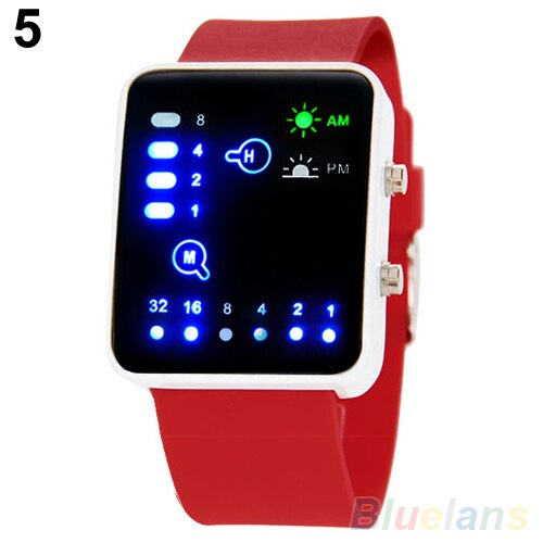 Sport LED Digitale Horloges Vrouwen Mannen Mode Unisex Binaire Systeem LED Vierkante Wijzerplaat Siliconen Band Quartz Horloge для влюбленных