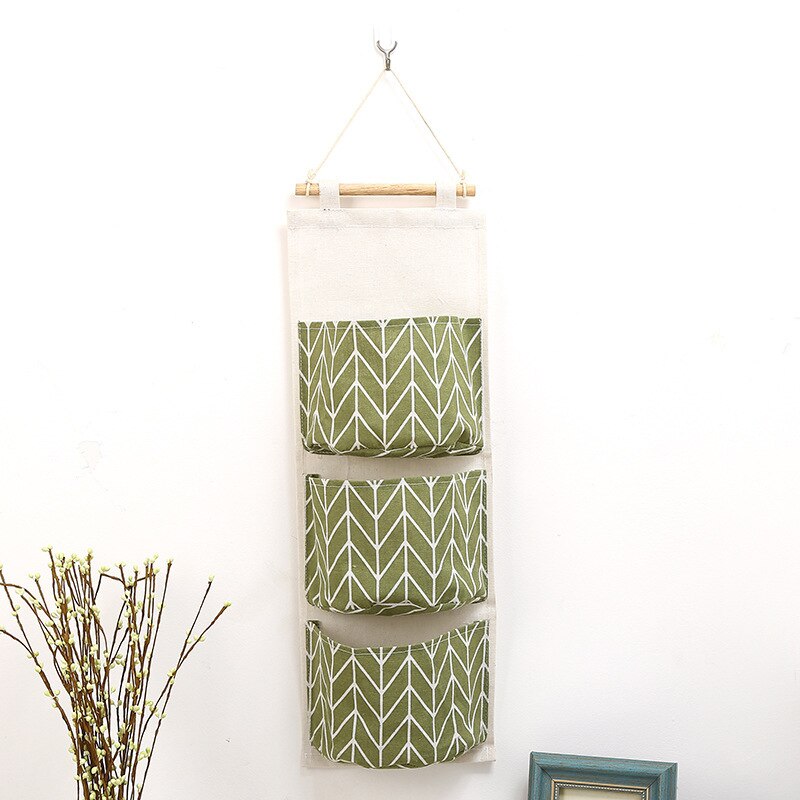 3 Grids Wall Opknoping Organisator Opbergtas Met Speelgoed Decor Pocket Pouch: green