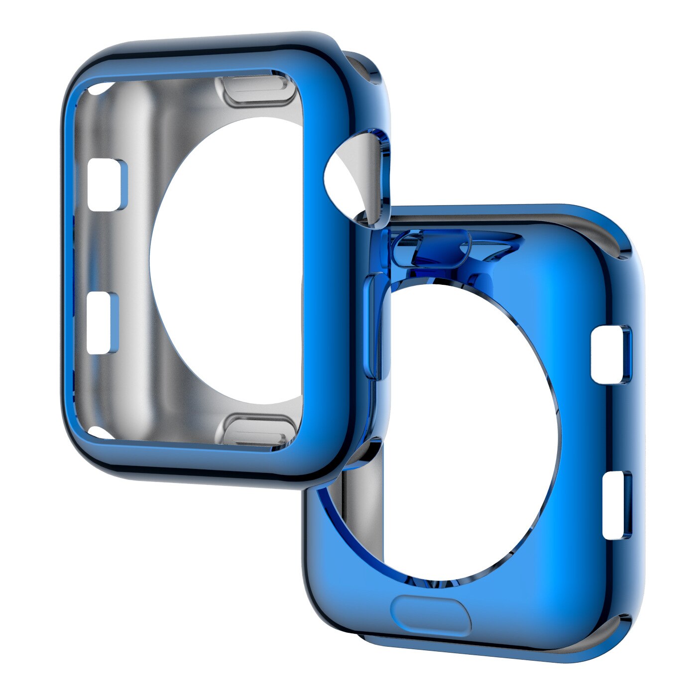 Apple watch-hoesje is van toepassing op een iwatch-gegalvaniseerd tpu-hoesje met een hol rond gat.: Blauw / 44mm