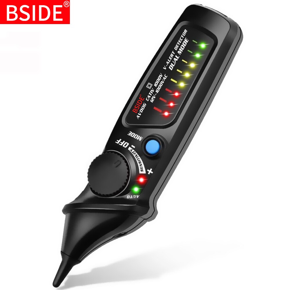 Beröringsfri spänningsdetektor testare avd 06 uttag vägg ac eluttag live test penna indikator 12 ~ 1000v match multimeter bside