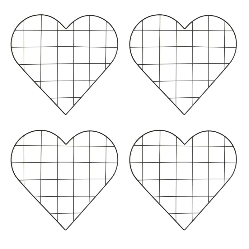 4pcs Nordic Heart Mesh Grid DIY Wall Photo Postcards Picture Display Organizer