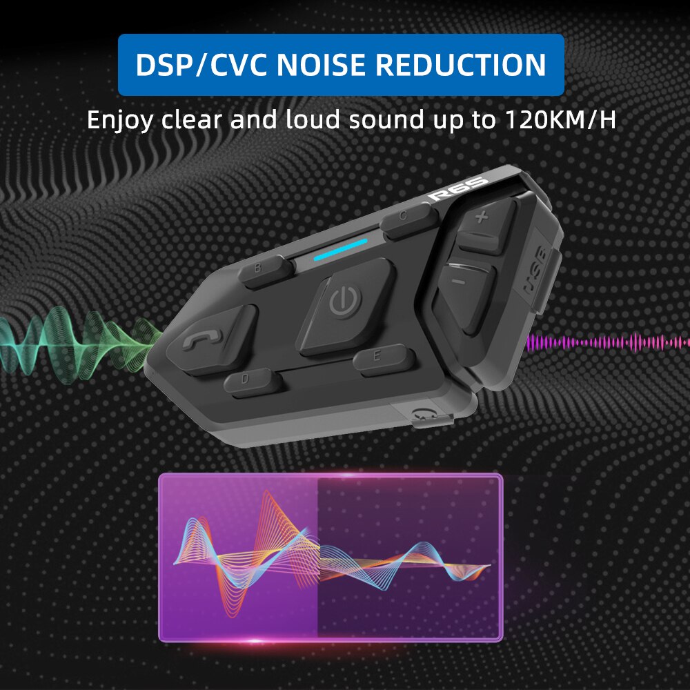WAYXIN 6 Riders Helm Headset Motorfiets Bluetooth Intercom Draadloze Communicatie GPS Interphone Waterdichte 1200M BT 5.0 R 6S