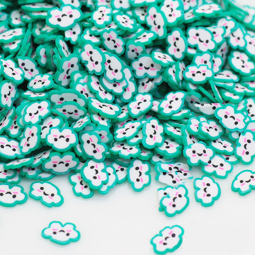 20 g/partij Glimlach Wolk Plakjes Sprinkles Voor Slime Levert Speelgoed Polymer Clay Charms Accessoires Aanvulling Voor Pluizige Clear Slime: Groen