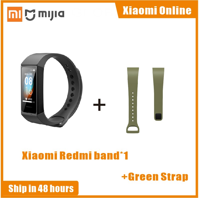 I lager xiaomi redmi band 4 armband 5 hjärtfrekvens fitness sport tracker vattentätt armband touch stor smart färgskärm: Lägg till grönt