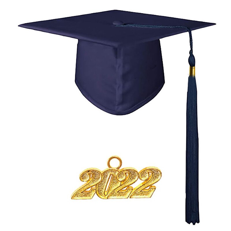 2022 Adult Bachelor Graduation Cap Unisex Decorative Polyester Adult Graduation Tassel Cap for Bachelor: dark blue