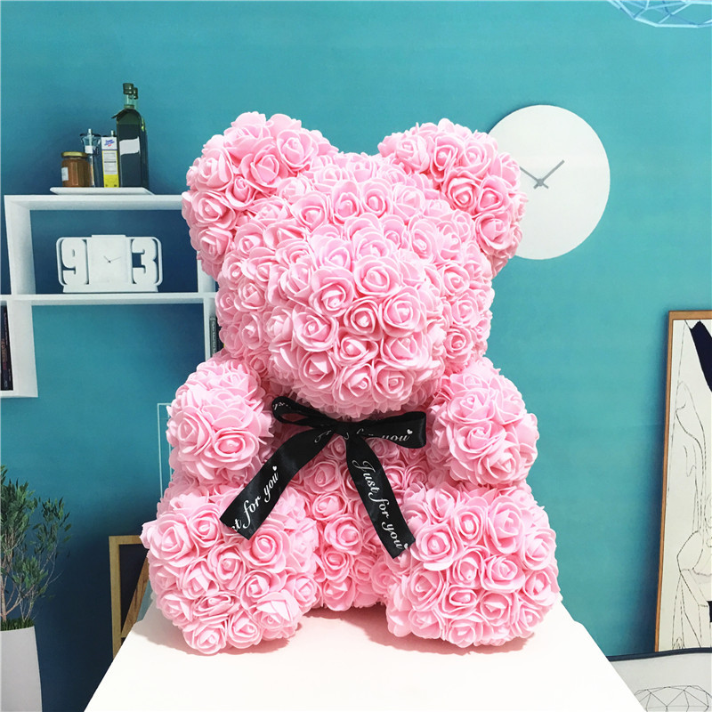 40cm Cute Rose Flower Teddy Bears Foam Bears Wedding Home Decorations Birthday Valentines's D Love Bear Dolls