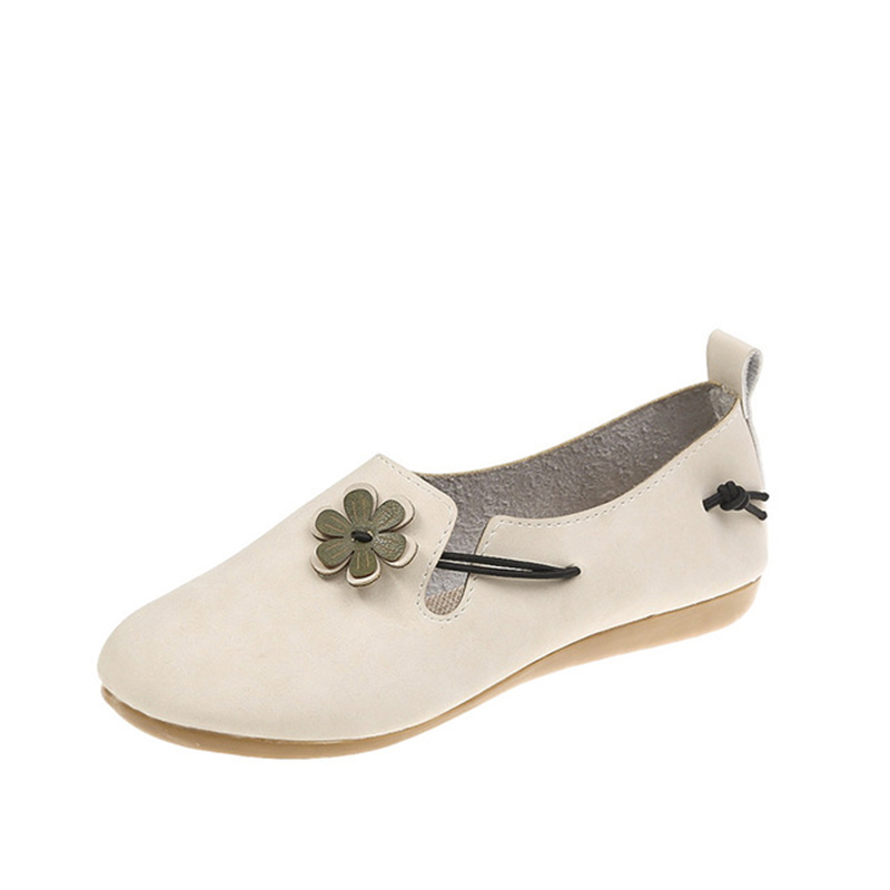 Kvinders efterårssko casual loafers rund tå mokkasiner slip on kvinde komfort platform kvindelige lejligheder dame sko: Beige / 6