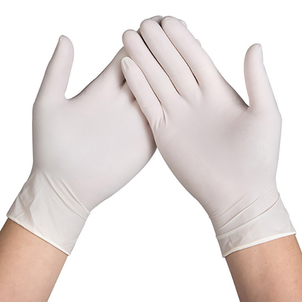 10 stk= 5 par super billige engangs latexhandsker til hjemmerengøring/mad/udendørs/havehandsker universal til venstre og højre hånd: Hvid / S