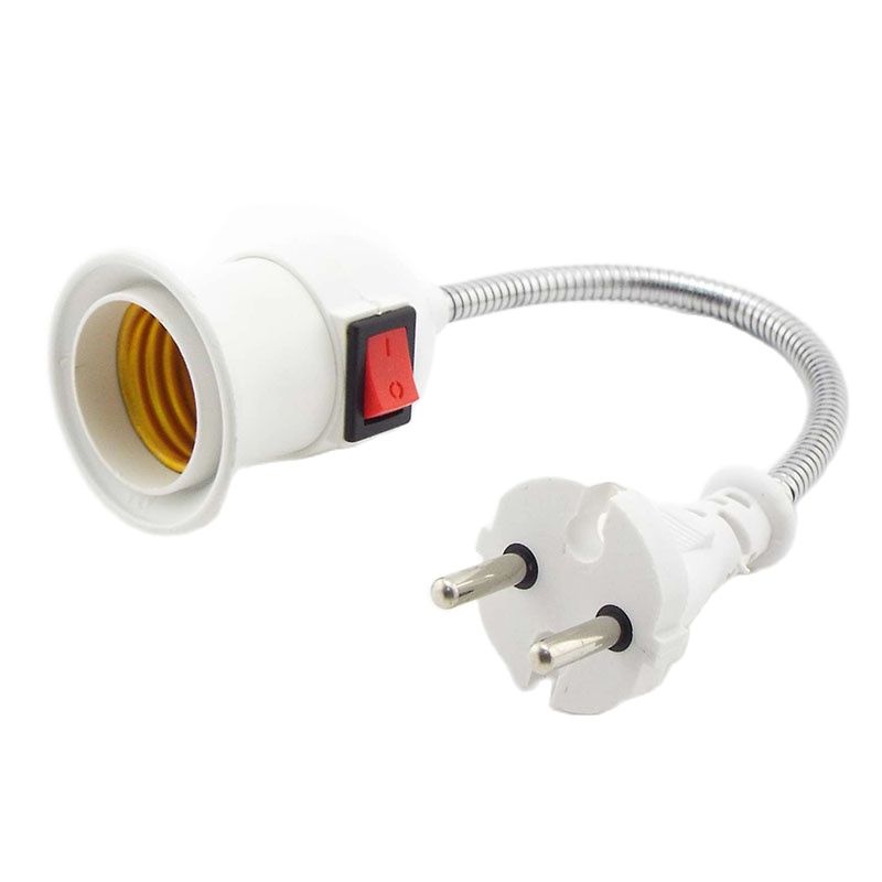 Portalámparas con enchufe E27, con interruptor, enchufe europeo y estadounidense, ahorro de energía, Base LED para lámpara de mesa: EU