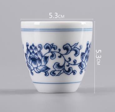 "kingteamall" porselens tekopp qinghua blå og hvit kina teawares teasets teatools: 75cc 3 stk