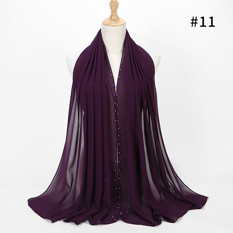 Parel Sjaal Big Size Solider Kleur Bubble Chiffon Sjaal Effen Sjaals Hijab Moslim Sjaal: 11