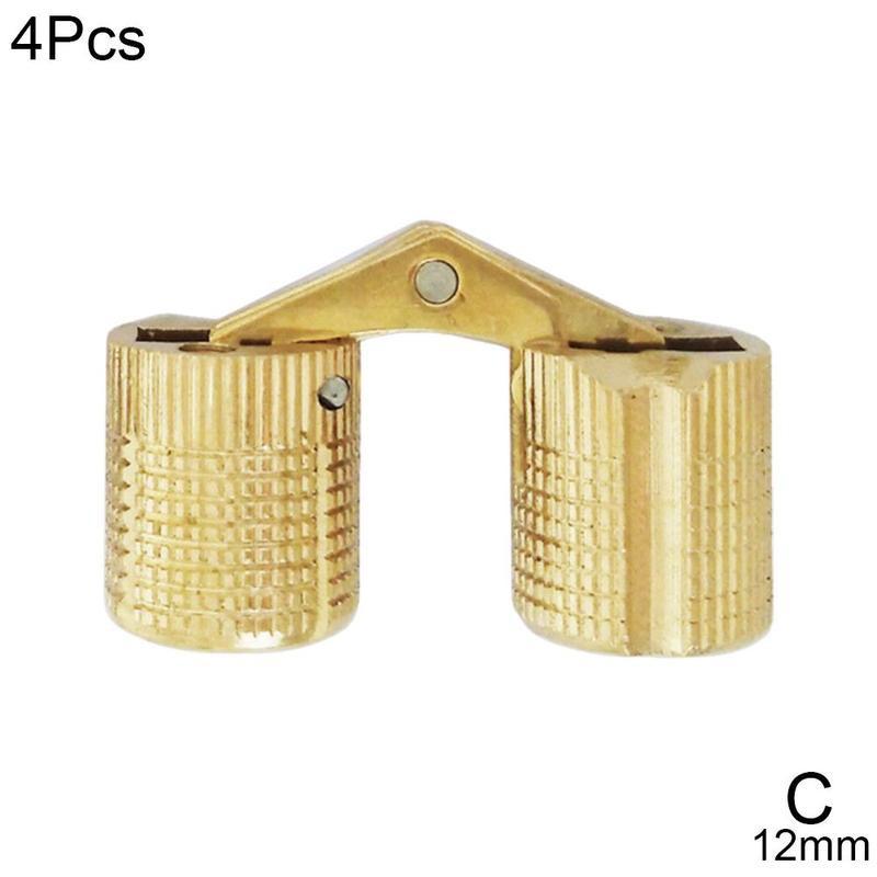 4pcs Barrel Hinge 8/10/12mm Copper Brass Furniture Hinges Cylindrical Hidden Cabinet Concealed Invisible Door Box Hinges: C