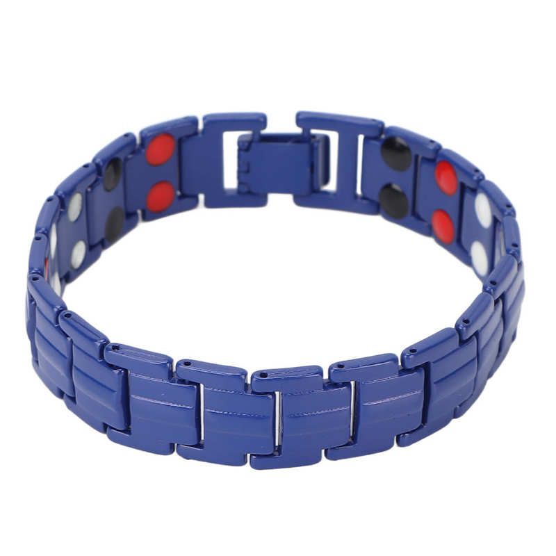 Titan Stahl Therapie Armbänder Magnet Therapie Armbänder reduzieren statisch Elektrizität verbessern Schlaf doppelt Reihe Magnete Pro Männer Pro: Blau