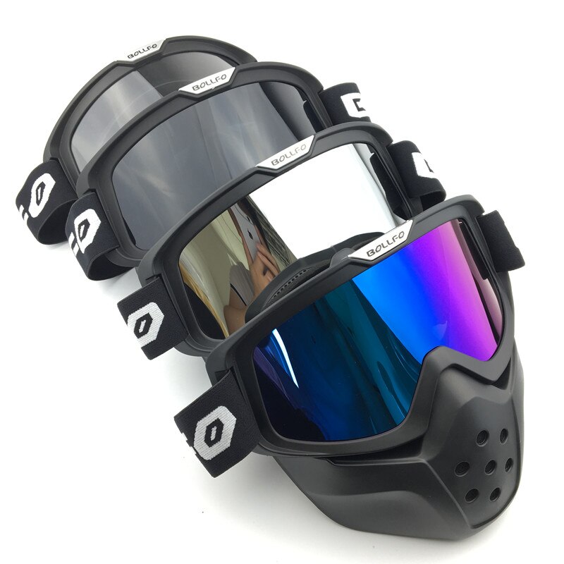 Skid snö cykel motorcykel ansiktsmask glasögon motocross motorcykel öppet ansikte avtagbar skyddsglasögon för haj raw jet hjälmar glasögon
