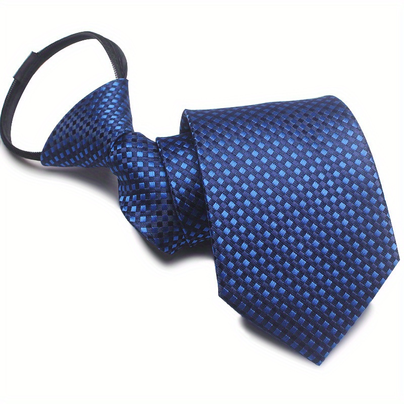 Easy Pull Lazy Tie 1pc 7CM/2.75inch Convenient Tie Business Leisure Navy Blue Series: Blue