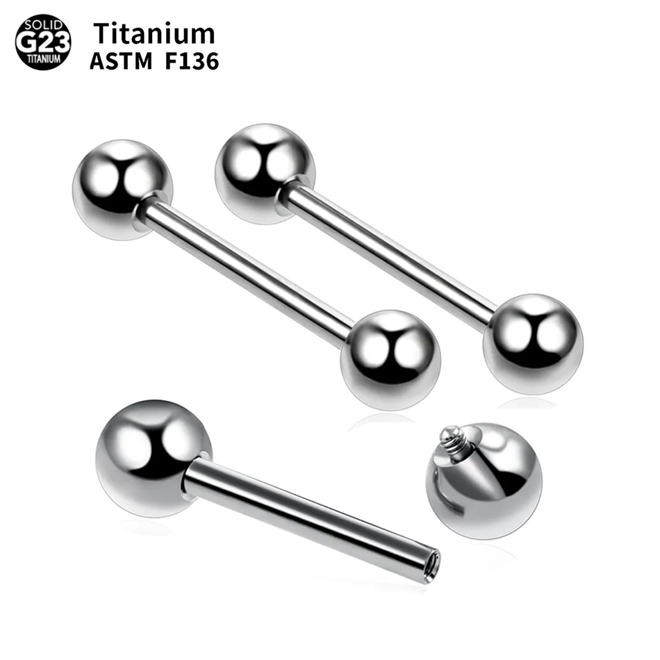 Piercings de lengua de titanio con rosca interna, barra Industrial, anillo para lengua, barra, oreja, Tragus, hélice, joyería para el cuerpo, 1 ud.