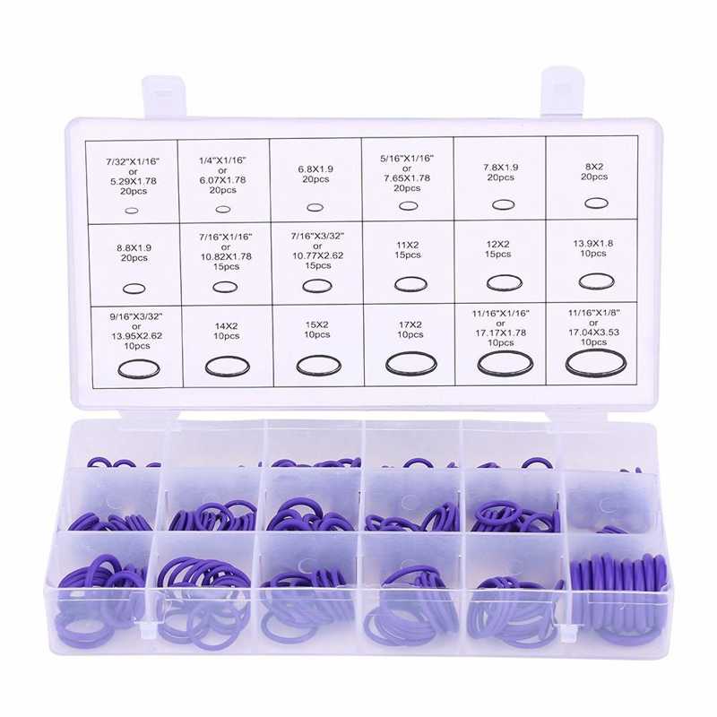 Kit de juntas tóricas de caucho de nitrilo para compresor de aire acondicionado de coche, juego de juntas de sellado, 270 Uds.: Morado