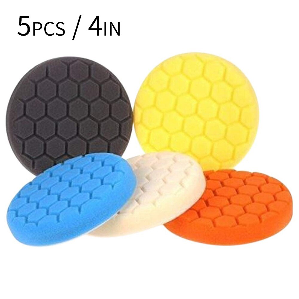 5pcs Car Waxing Buffing Sponge Pad 3/4/5/6/7 Inch Auto Care Repair Tools Hexagonal Sponge Wave Point Diamond Polishing Pad: Orange