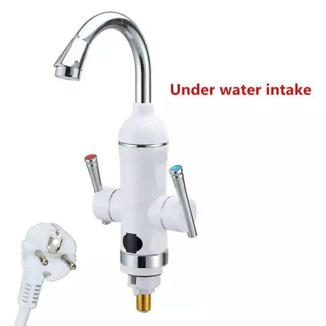 220v Water Heater Bathroom Kitchen instant electric water heater tap temperature display faucet Shower Tankless: Light Grey / AU Plug