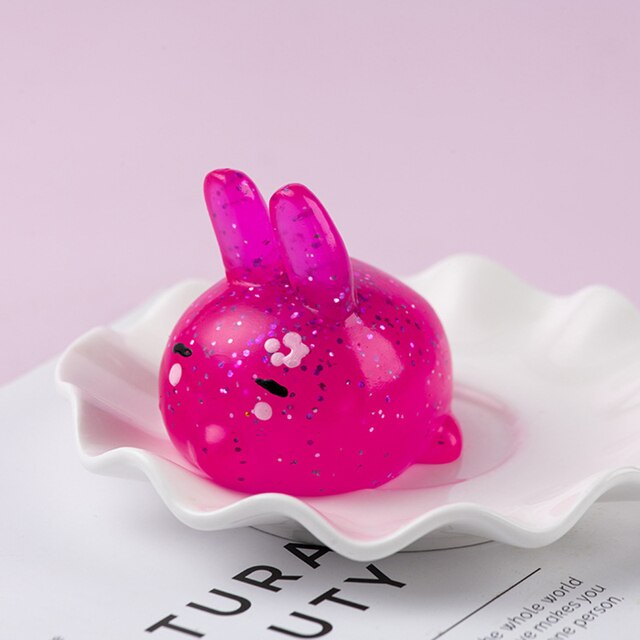 Boule de poudre anti-Stress pour enfants, grand jouet à paillettes spongieux Mochi Squishy Fidget sensoriel, Kawaii: Rabbit