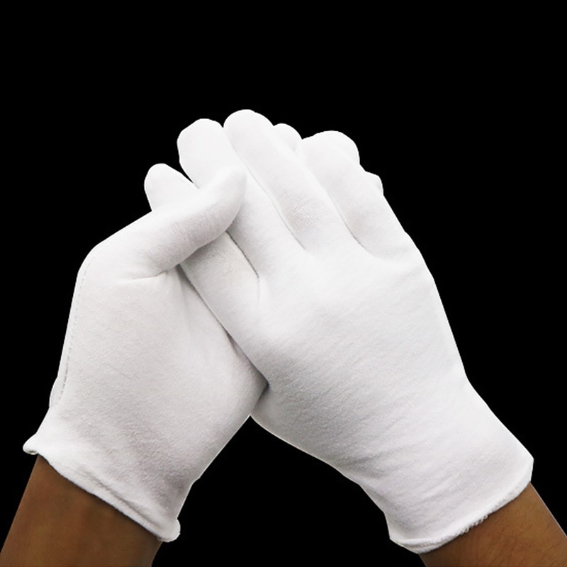 1 Paar Unisex Handling Werk Handen Protector Soft Kostuum Sieraden Zilveren Inspectie Katoenen Witte Handschoenen