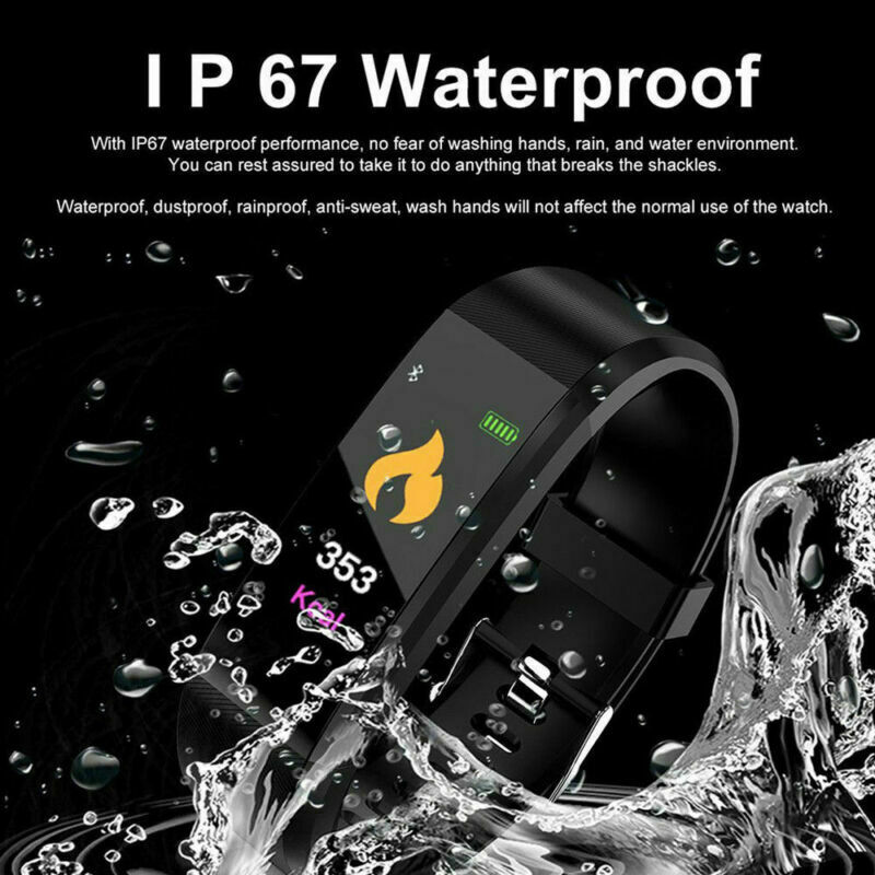 115 Plus Smart Wrist Watch Health Fitness Tracker Heart Rate Monitor Pedometer Yoho Sports Waterproof OLED Screen Wristband