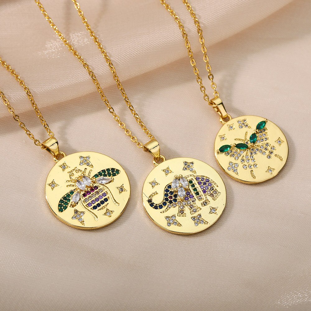 Leuke Vlinder Ketting Voor Vrouwen Kind Multicolor Zirkoon Bee Olifant Dier Hanger Ketting Kerst Sieraden Mujer