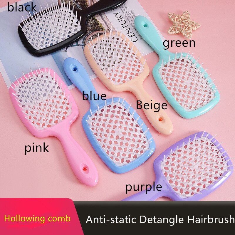 Detangle hårborste kvinnor våt kam hår borste hår borste massage kam borste för hår frisör frisör verktyg: Rosa 1 st