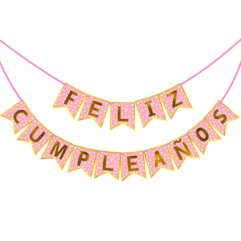 Guirlande de banderoles en papier, banderole espagnole joyeux anniversaire, drapeaux suspendus pour fête d'anniversaire, fournitures de décoration pour fête prénatale, 1 ensemble: DB05