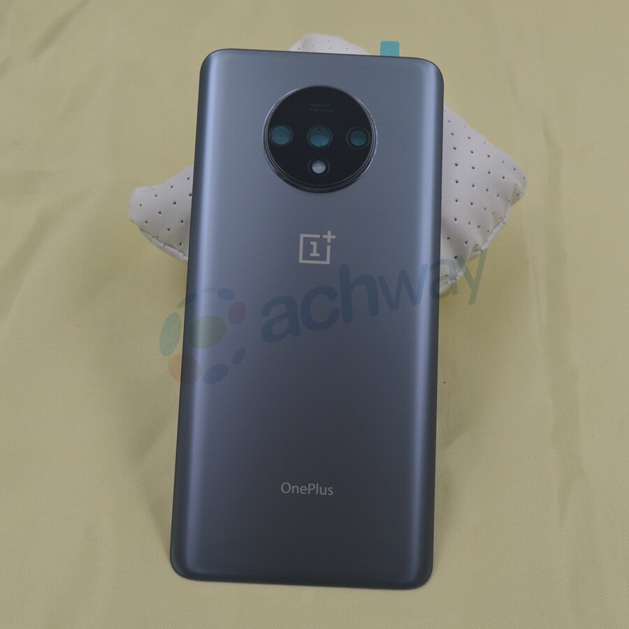 Alkuperäinen oneplus 7t takalasin takakotelon kannen vaihto takaoven paristokotelo oneplus 1+7t : lle kameran linssillä: Harmaa linssillä