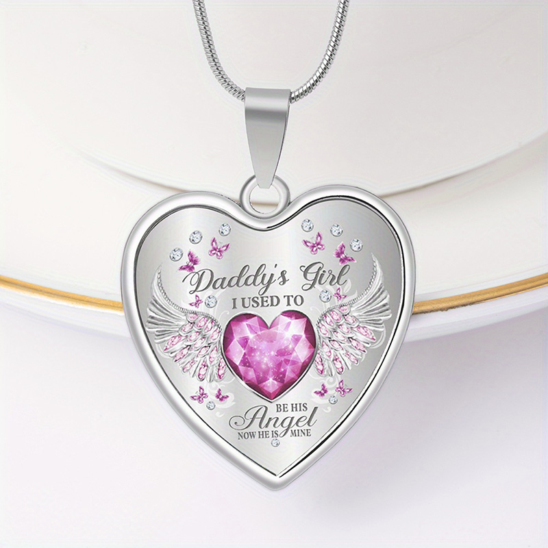 12 Maanden Angel Wings Daddys Meisje Hart Hanger Ketting Verjaardagscadeaus Voor Daugher Epoxy Sieraden: Platinum Plated