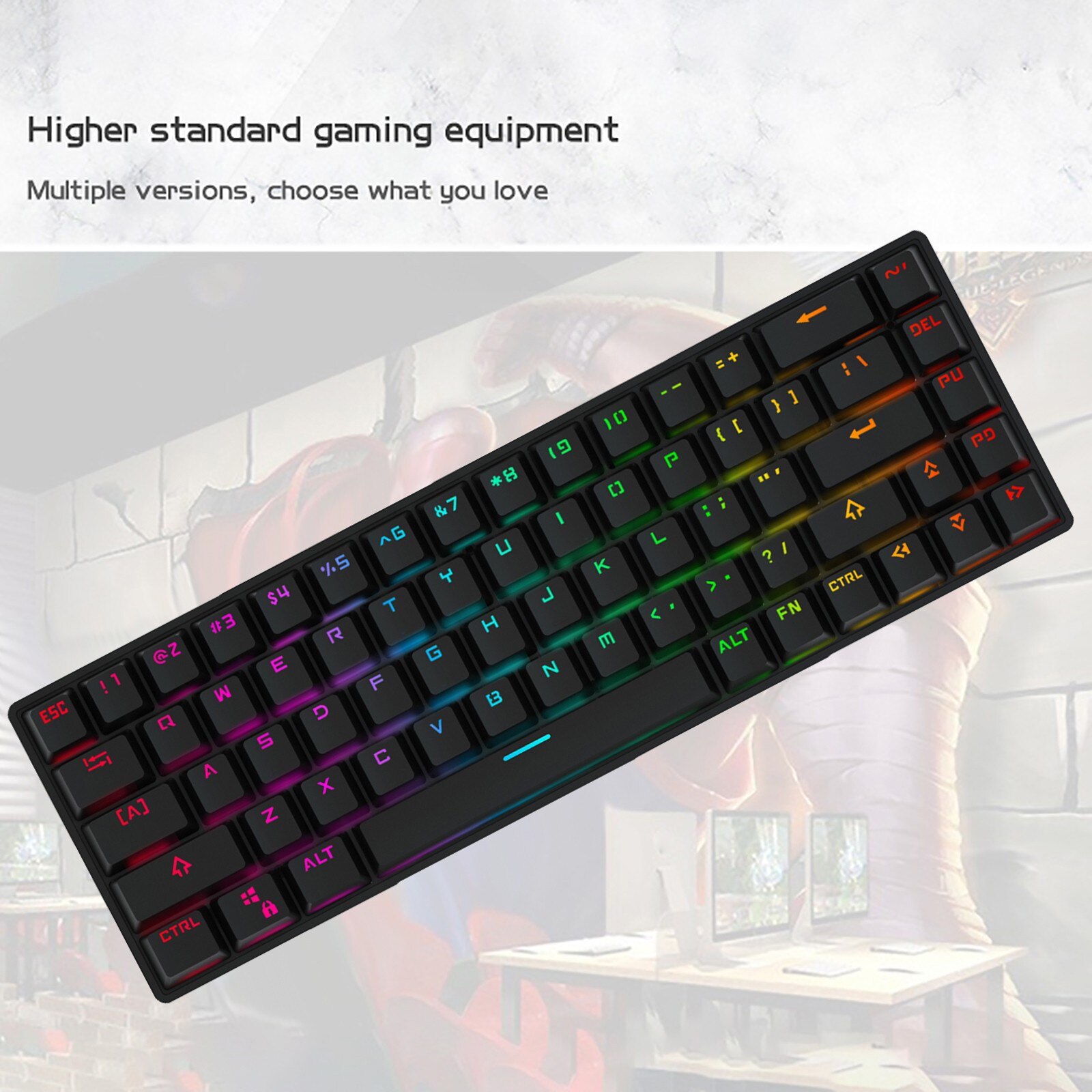 Bluetooth wireless USB wired dual-mode 68-key RGB backlit mechanical keyboard built-in rechargeable battery ergonomic