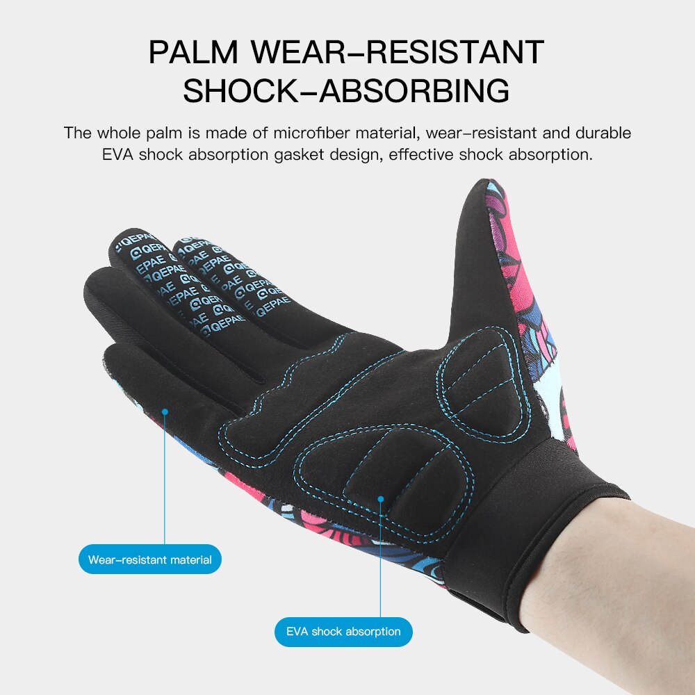 Guantes de ciclismo para hombre y mujer, manopla de dedo completo para bicicleta, pantalla a Color, a prueba de golpes, para motocicleta, guante cálido de invierno para deportes al aire libre