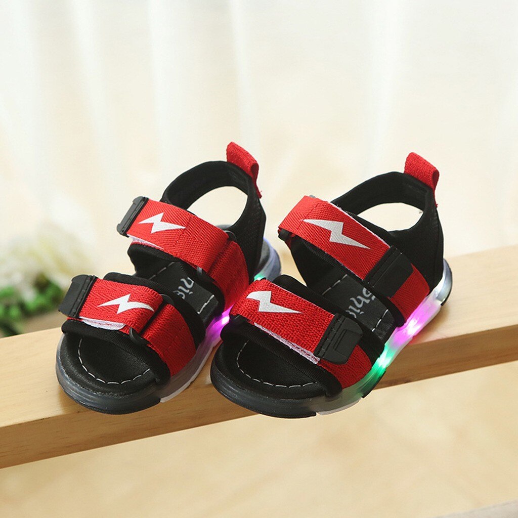Children Sandals Summer Baby Boys Lightning Led Light Luminous Run Sport Sandals Sneakers Shoes Hollow Breathable Sandals