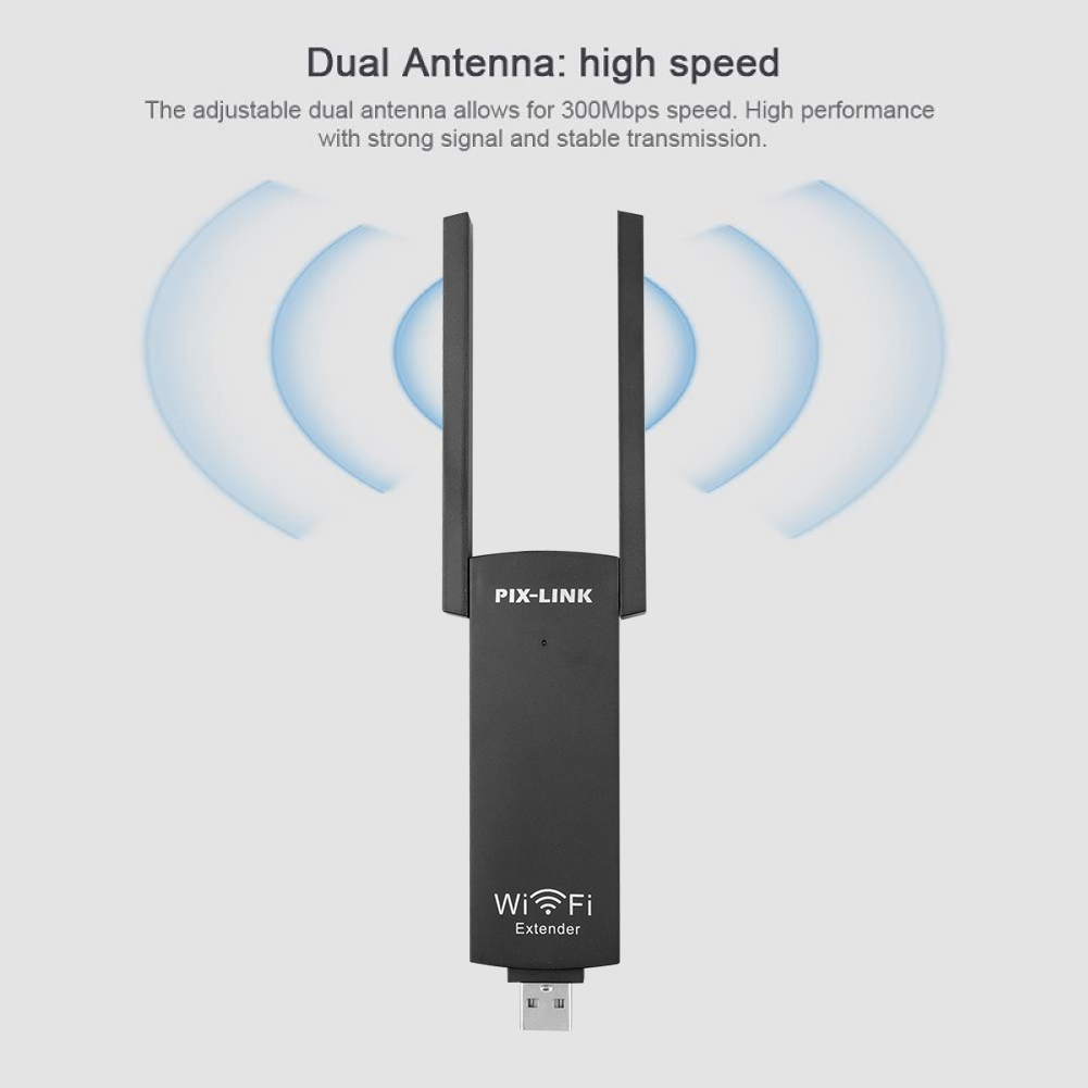 Kebidumei Draagbare Usb Wifi Signaal Extender Dual Antenne Hoge Snelheid Brede Dekking Router 300Mbps Draadloze Netwerk Repeater