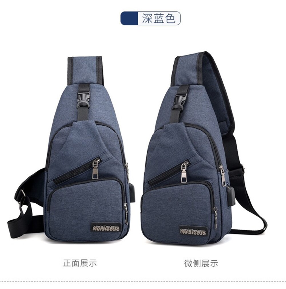 Men Chest Pack Messenger Sling Sport Travel Crossbody Shoulder Bag USB Charging Waist Packs