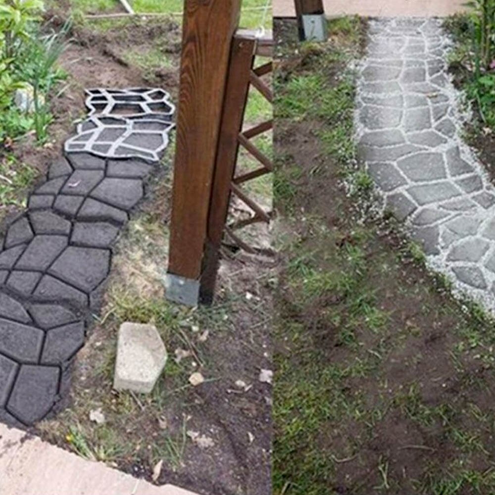 Plastic DIY Garden Pavement Mold Maker Walk Brick Stone Road Concrete Mold for Walkway Pathway Flooring Paving 35x35x3.6cm
