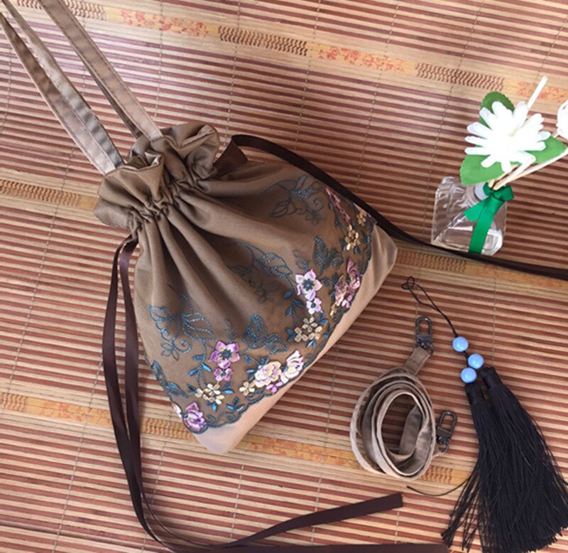 Sac à main rétro alasir pour femme, style chinois, hanfu, petites fleurs brodées, en dentelle, à bandoulière, mini sac à main rétro pour femme, sacs à ficelle: 3