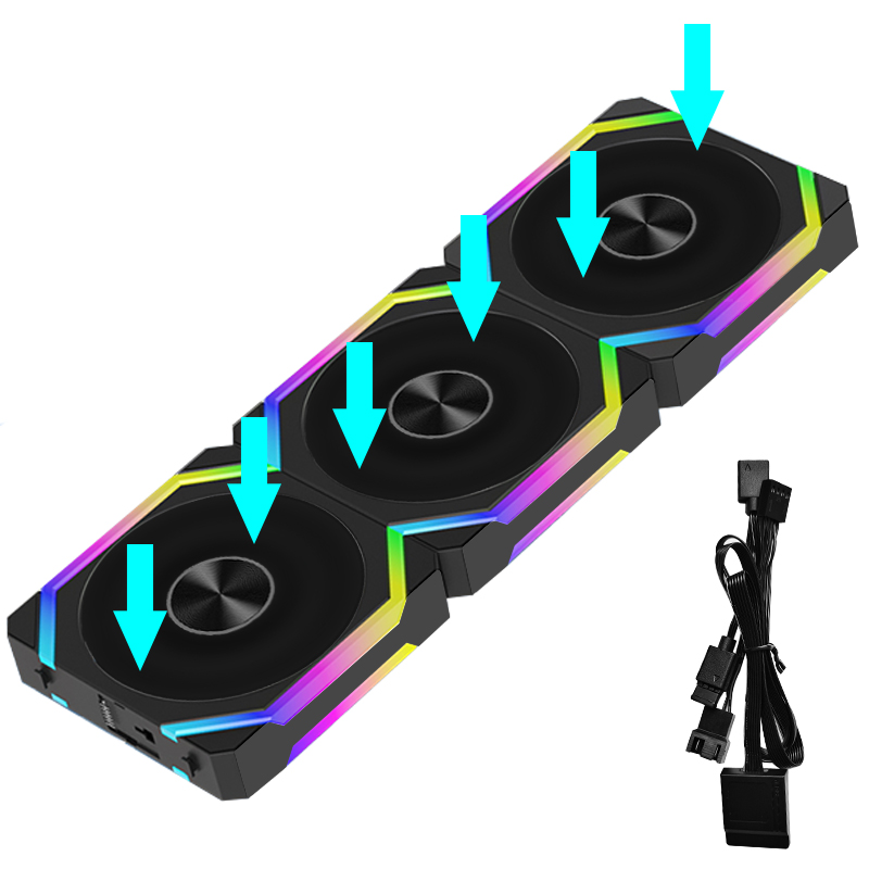 JUMPEAK CS120 ARGB ventilateur de refroidissement 360mm épissage empilable modulaire PWM silencieux 120mm RGB ventilateurs Kit pour boîtier PC de jeu refroidisseur d'eau: Beige