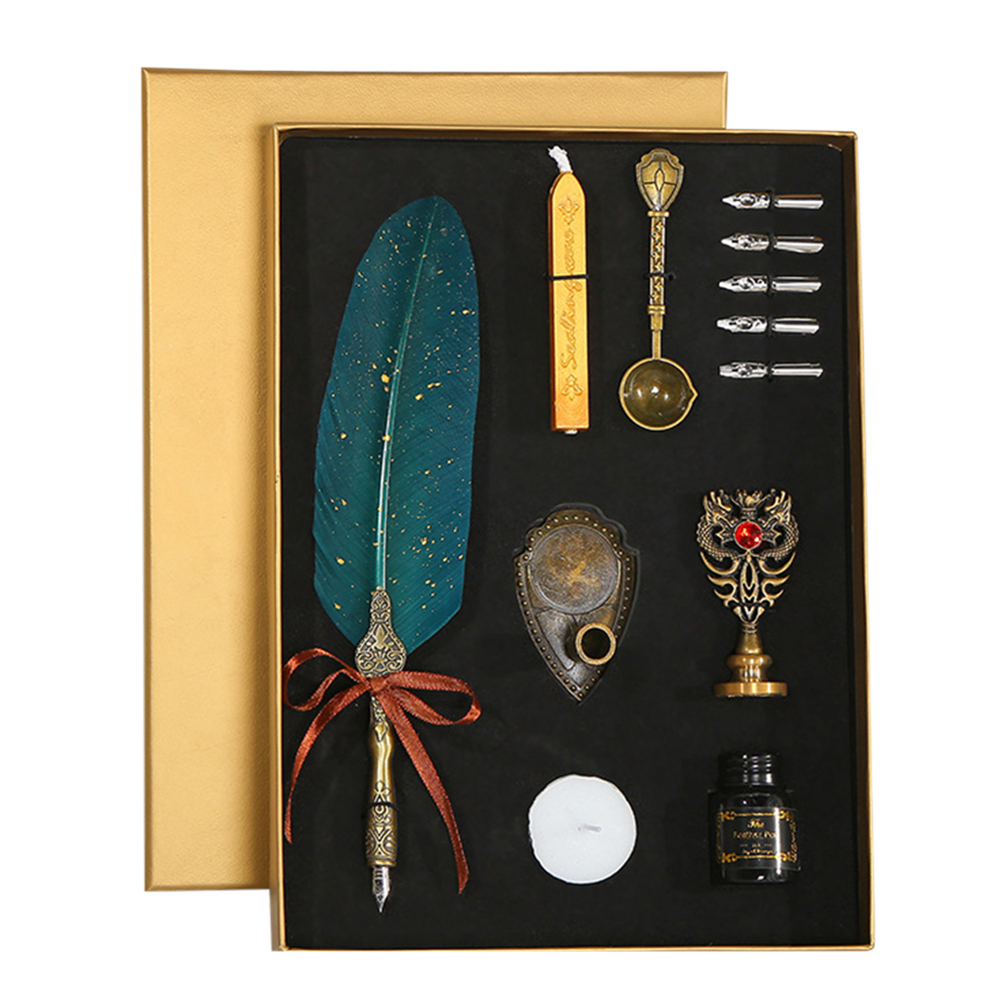 Kalligrafie Veer Dip Pen Schrijven Inkt Set Briefpapier Box Met 5 Nib Bruiloft Quill Pen Desi Fontein Bruiloft Pennen: 05