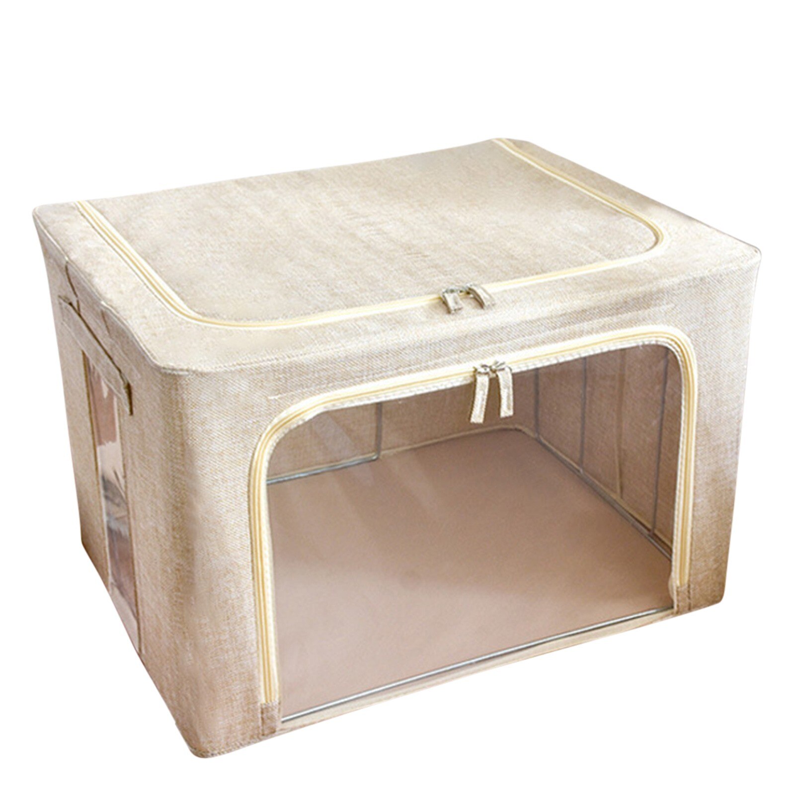 4# Home Closet Storage Bags Clothes Container Box Foldable Pouches Home Organizer Clothes Cabinet Closet Home Organizer: Beige  / 50X40X33cm