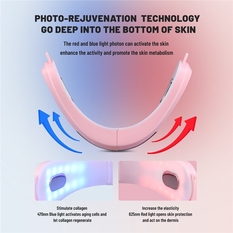 CkeyiN Electric V-Face Shaping Massager Face Machine EMS LED Light Vibration Facial Lifting Slimming Double Chin Reducer Beauty