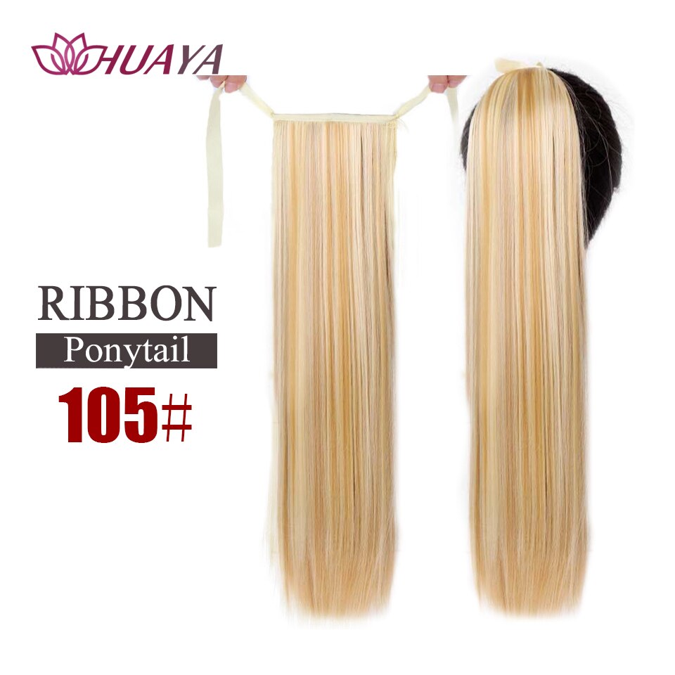 HUAYA Long Straight Clip In Hair Tail False Hair Ponytail Hairpiece With Hairpins Natural Synthetic Hair Extensions Pony Tail: H-105