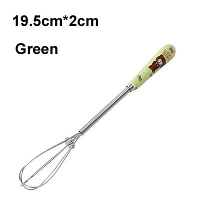 1 PC lovely mini Egg beater stainless steel manual egg beater coffee stirrer butter stirrer kitchen accessories cooking tools: 1PC-Green