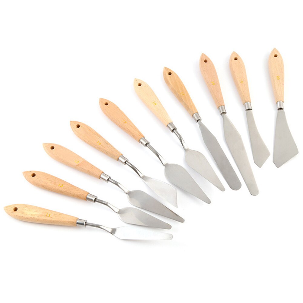 Palette Knife Painting Stainless Steel Spatula Palette Knife Oil Paint Metal Knives Wood Handle SP99