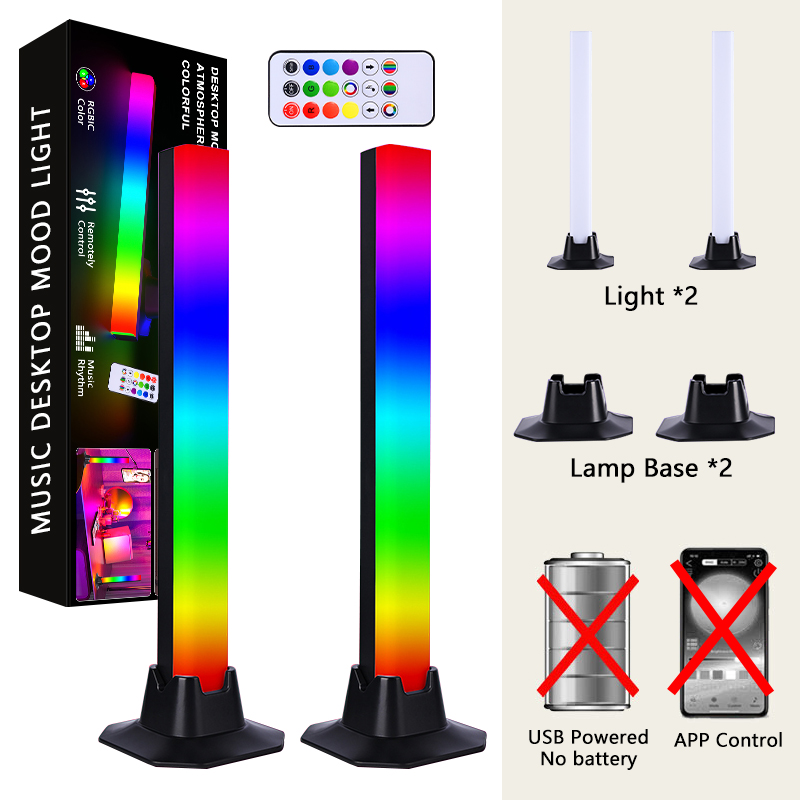 Rgb ledet-bordlampe til gulvet, lysstenger, nattlys, musikkrytme, atmosfærelys, bakgrunnsbelysning til søle, tv-romdekorasjonslampe: misligholde tittel