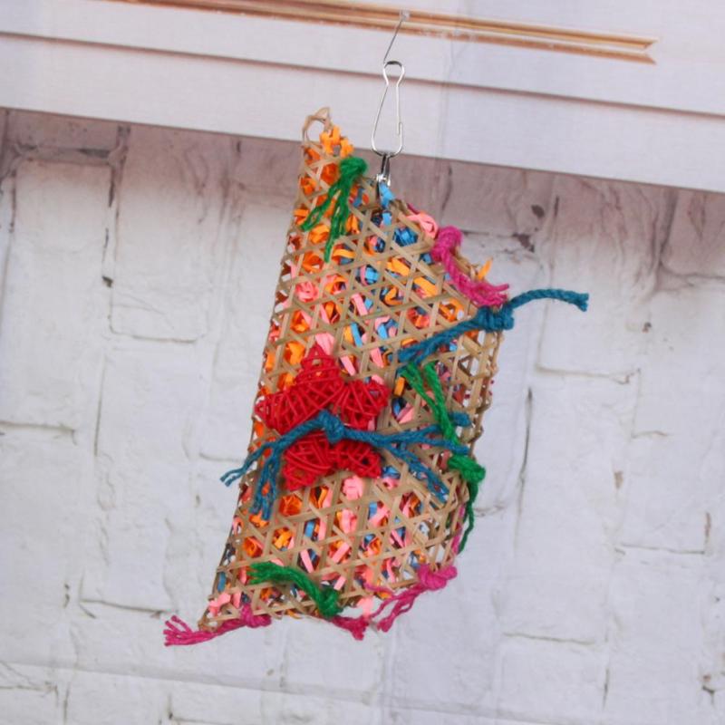 Vogel Speelgoed Kleurrijke Bamboe Weave Houten Schommel Papegaai Speelgoed Klimmen En Bijten Vogelkooi Accessoires